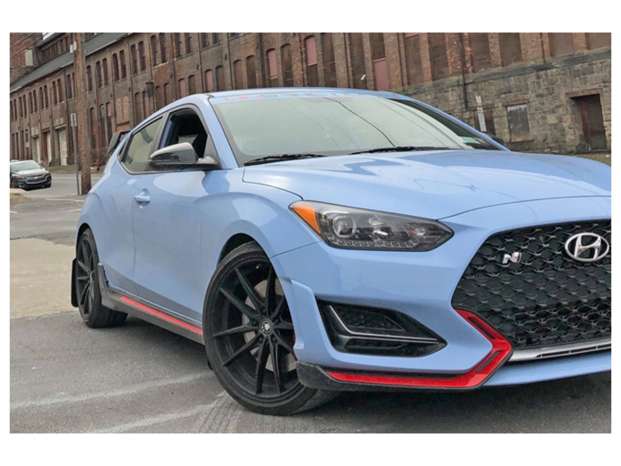 Rally Armor 2019+ Hyundai Veloster N UR Black Mud Flap w/ White Logo