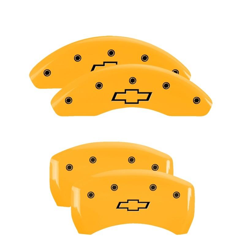 MGP 4 Caliper Covers Engraved Front & Rear Bowtie Yellow finish black ch 14224SBOWYL Main Image