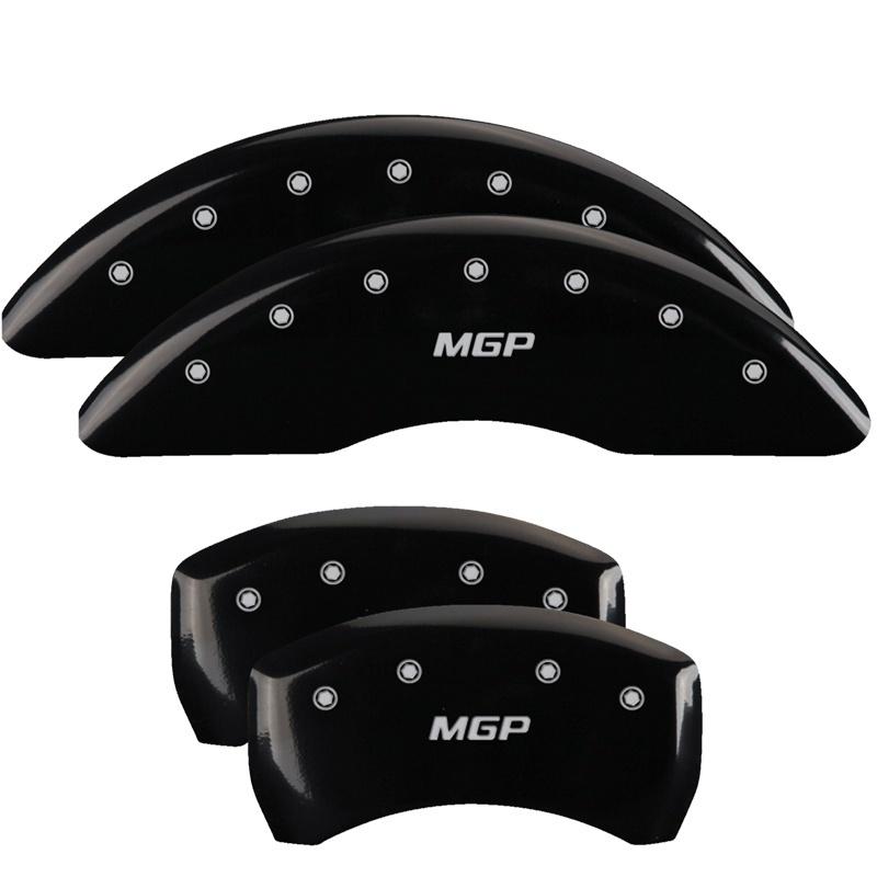 MGP 4 Caliper Covers Engraved Front & Rear MGP Black Finish Silver Characters 2018 BMW 530i 22236SMGPBK Main Image