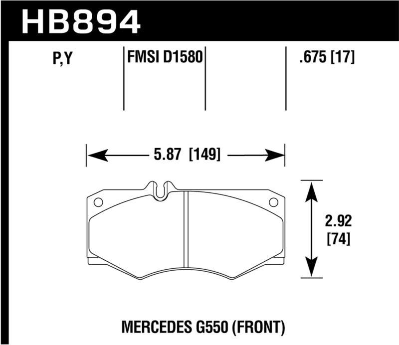 Hawk 09-17 Mercedes-Benz G550 LTS Street Front Brake Pads HB894Y.675 Main Image