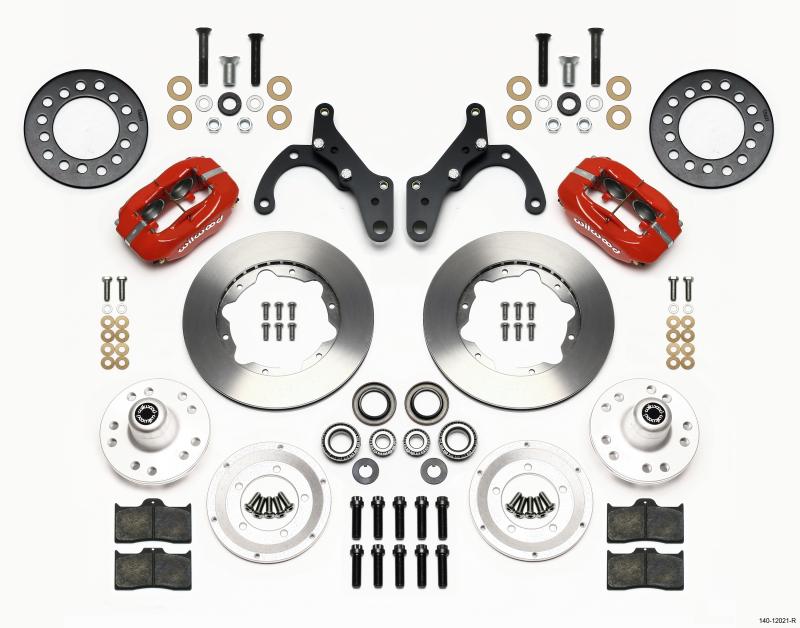 Wilwood Forged Dynalite Front Kit 11.00in Red 65-68 Chevy Impala -Drum Spindle 140-12021-R Main Image