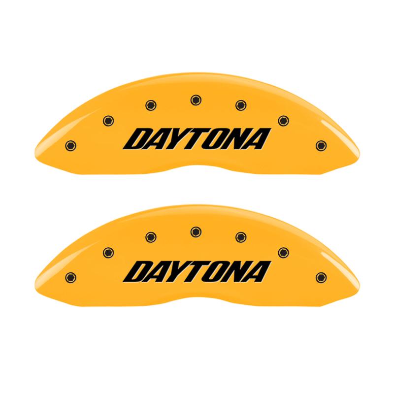 MGP 4 Caliper Covers Engraved Front & Rear Daytona Yellow Finish Black Char 2006 Dodge Charger 12001SDAYYL Main Image