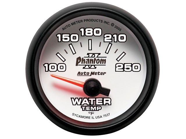 Autometer Gauge,Water Temp, 2 1/16", 100-250 Deg F, Electric, Phantom II