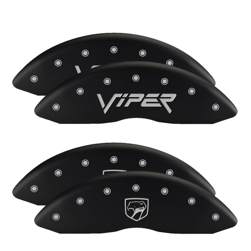 MGP 4 Caliper Covers Engraved Front Gen 2/Viper Engraved Rear Gen 2/Snake Matte Blk fnsh slvr ch 12203SSNPMB Main Image