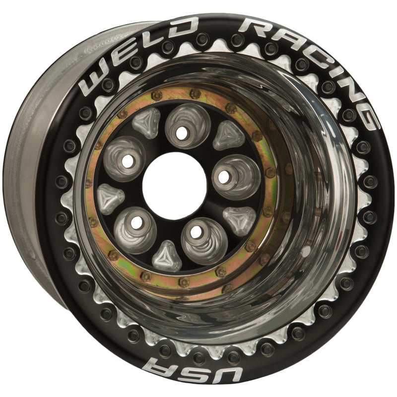 Weld Magnum Pro 16x16 / 5x5 BP / 4in. BS Black/Polished Wheel - Ultralite Black Double Beadlock 87B-616418UB