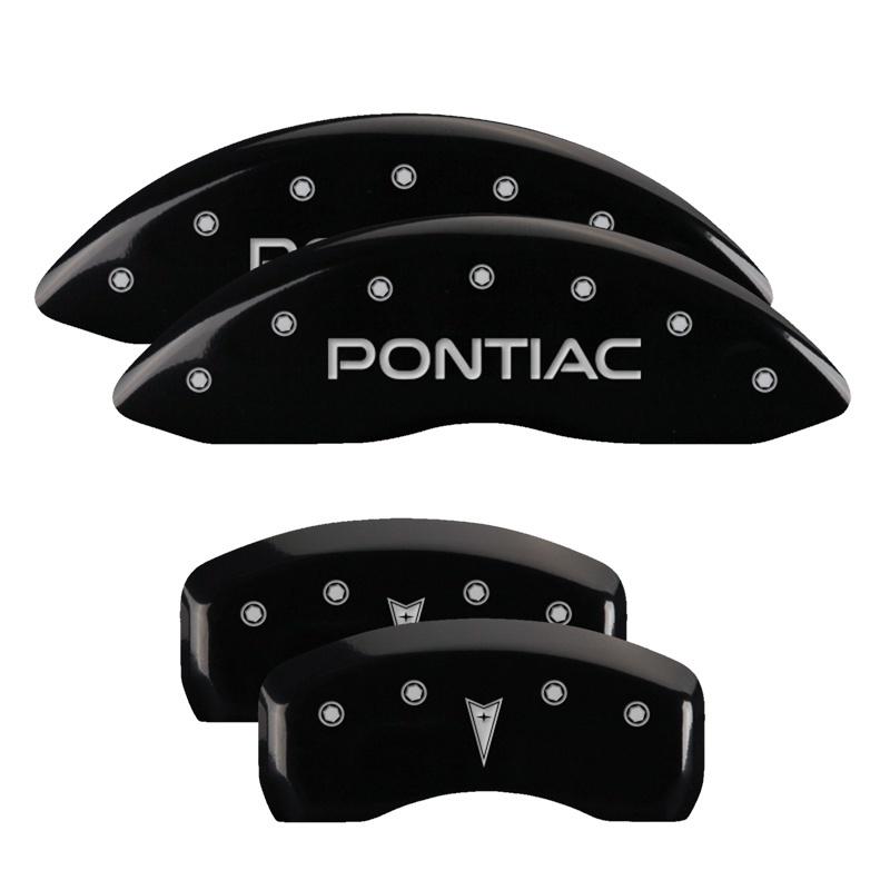 MGP 4 Caliper Covers Engraved Front Pontiac Rear Arrow Black Finish Silver Char 2006 Pontiac GTO 18029SPONBK Main Image