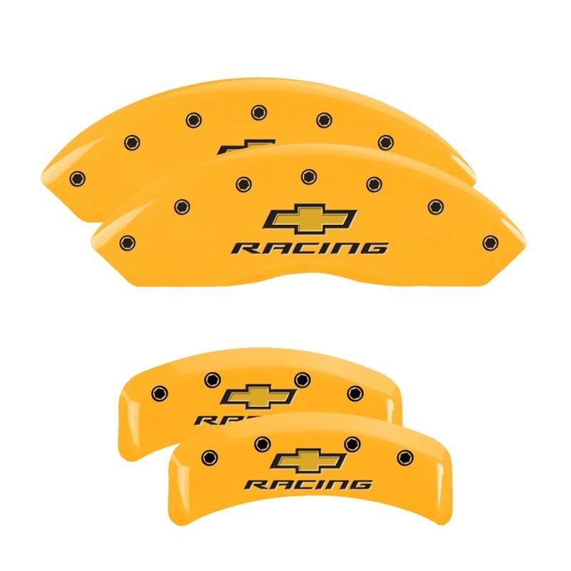 MGP 4 Caliper Covers Engraved F & R Chevy Racing Yellow Finish Black Char 1988 Chevrolet Corvette 13013SBRCYL Main Image