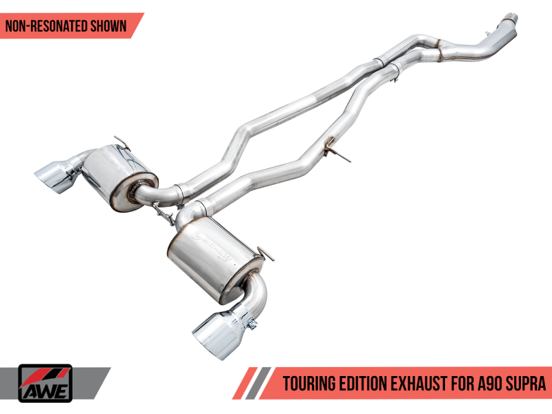 AWE 2020 Toyota Supra A90 Non-Resonated Touring Edition Exhaust - 5in Chrome Silver Tips 3020-32058