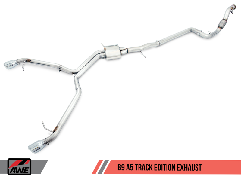 AWE Tuning Audi B9 A5 Track Edition Exhaust Dual Outlet - Diamond Black Tips (Includes DP) 3020-33034 Main Image