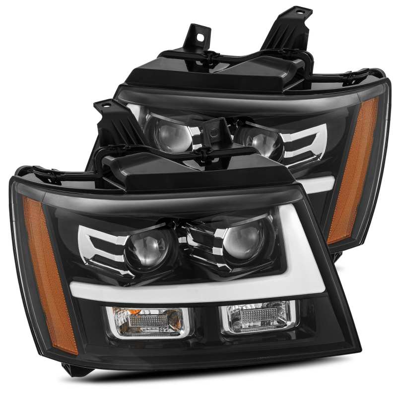 AlphaRex 07-13 Chevy Tahoe PRO-Series Projector Headlights Plank Style Gloss Blk w/Activation Light 880284 Main Image