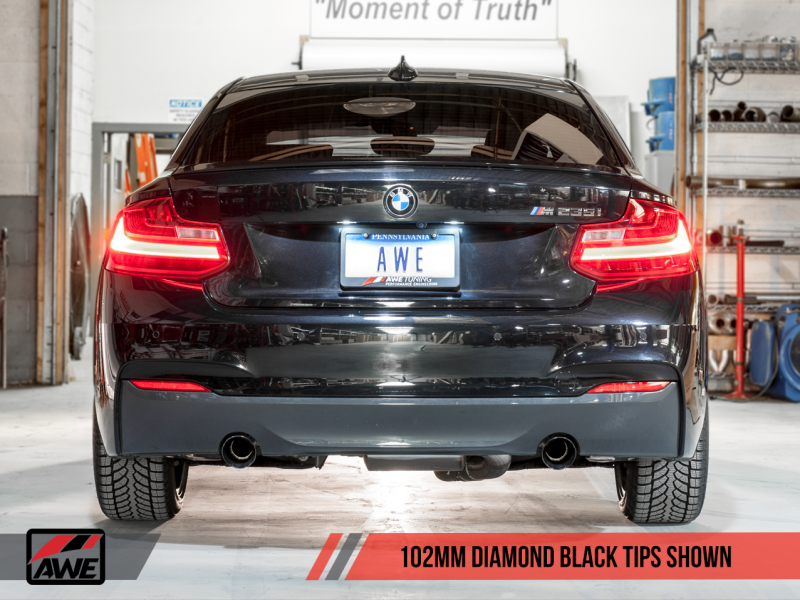 AWE Tuning BMW F22 M235i / M240i Touring Edition Axle-Back Exhaust - Diamond Black Tips (102mm) 3010-33034 Main Image