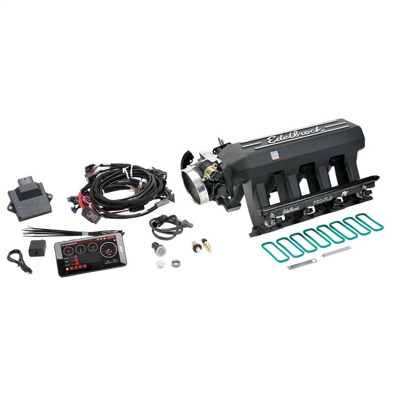 Edelbrock Pro Flo 4 XT EFI System Seq Port LS Gen III/IV Cathedral Port 475 HP Max 29lb/hr Black 35723 Main Image