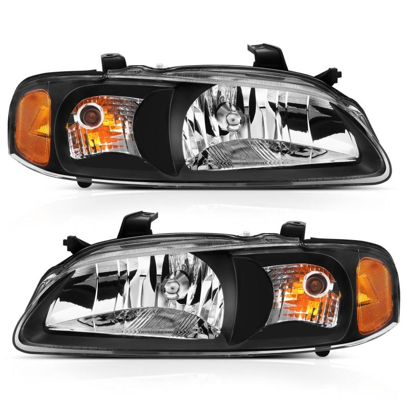 ANZO 2000-2002 Nissan Sentra Crystal Headlight Black Amber Reflector 121536 Main Image