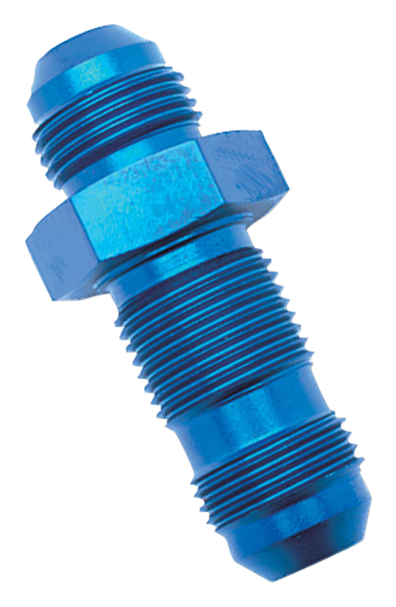 Russell -8 AN Straight Flare Bulkhead Adapters (Blue Finish)