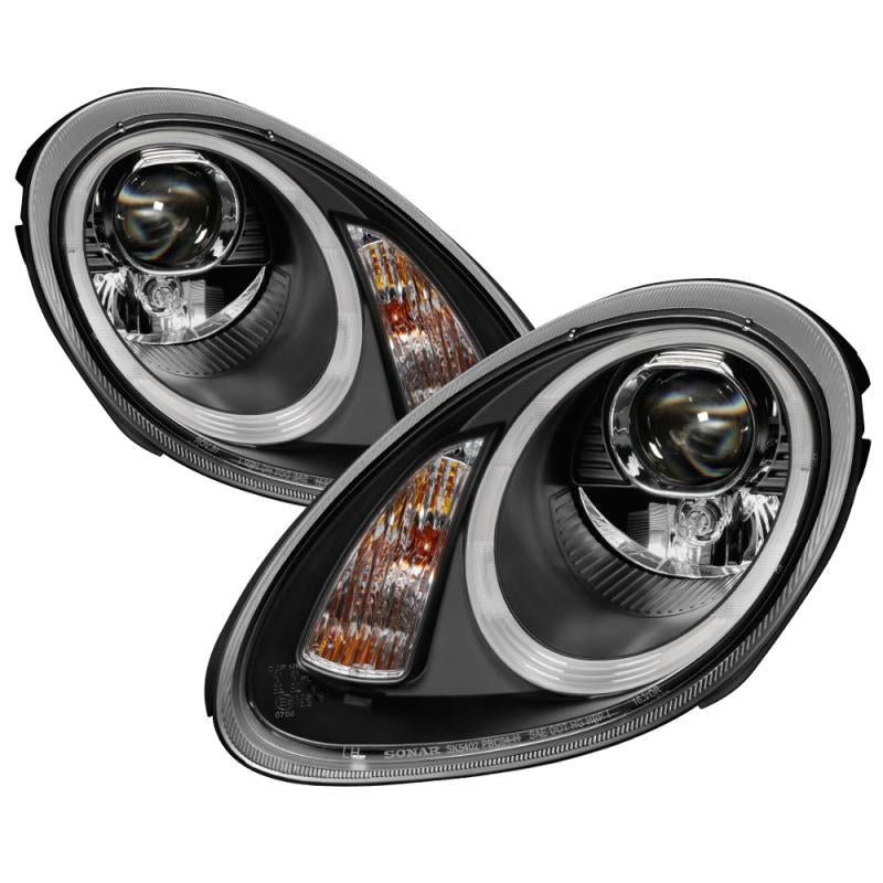 Spyder Porsche Cayman 05-08 Headlights - Halogen Model Only - Black PRO-YD-P98705-HID-DRL-BK 5083210 Main Image