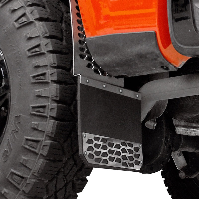 Putco 15-19 Chevy Silv/Sierra HD Dually - (Rear) - Set of 2 Mud Skins - Brushed SS w/ Hex Shield 78175