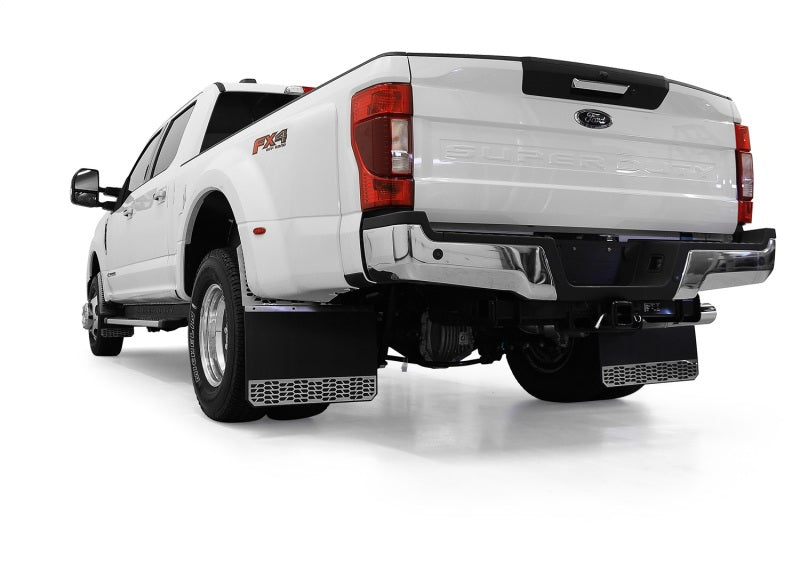 Putco 17-20 Ford SuperDuty - Set of 2 (Excl Dually Rear) Mud Skins - Brushed SS w/ Hex Shield 78130