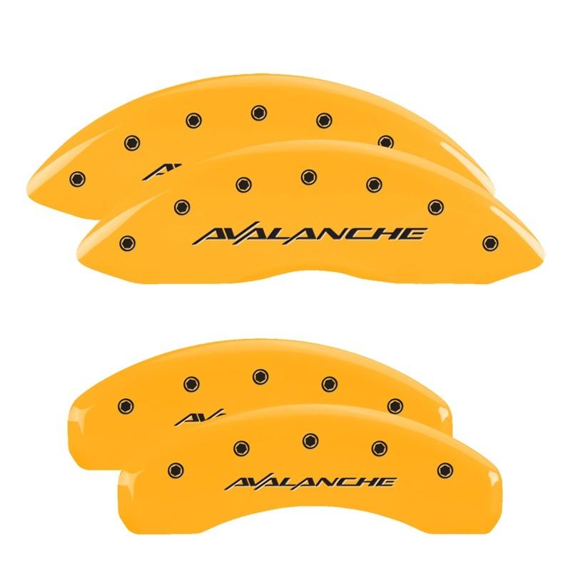 MGP 4 Caliper Covers Engraved Front & Rear Avalanche Yellow Finish Black Char 2001 Chevrolet Tahoe 14002SAVLYL Main Image