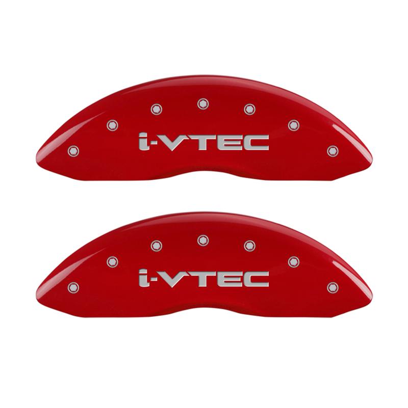 MGP 4 Caliper Covers Engraved Front & Rear i-Vtec Red finish silver ch 39013SIVTRD Main Image