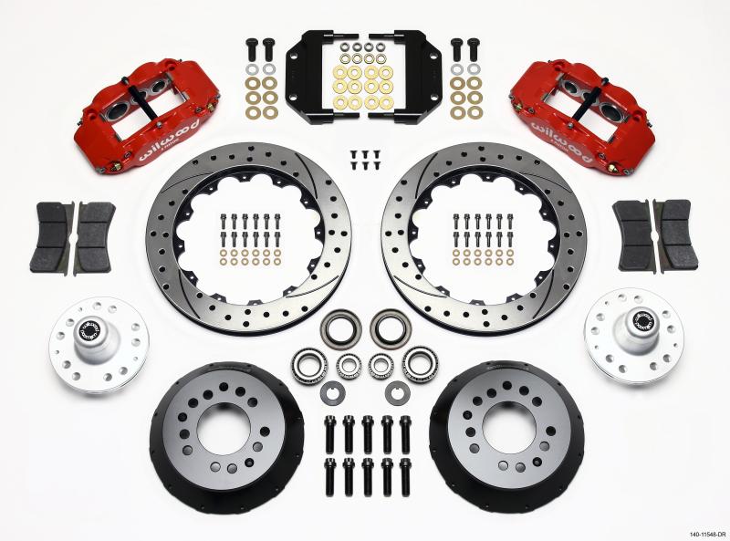 Wilwood Narrow Superlite 6R Front Hub Kit 12.88in Drill Red Magnum Force Drop Spndle 140-11548-DR Main Image