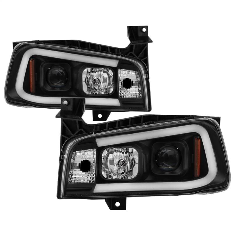 Spyder Dodge Charger 06-10 Projector Headlights - LED Light Bar - Black PRO-YD-DCH05V2-LB-BK 5085245 Main Image