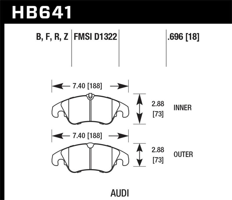 Hawk 10-14 Audi A5 HP+ Street Front Brake Pads HB641N.696 Main Image