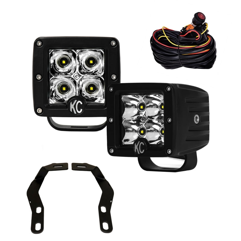 KC HiLiTES 16-19 Toyota Tacoma Pillar/Ditch Mount Light Kit w/3in. C3 LED Spot Beam 12w Lights 97090