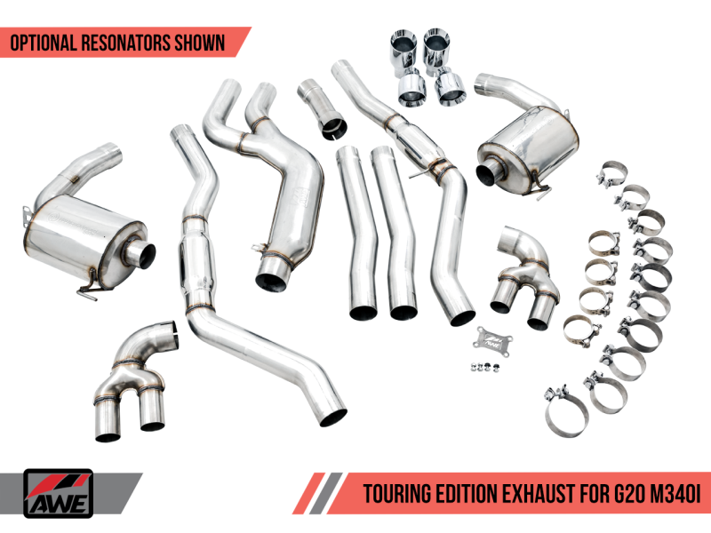 AWE Tuning 2019+ BMW M340i (G20) Resonated Touring Edition Exhaust (Use OE Tips) 3015-11060