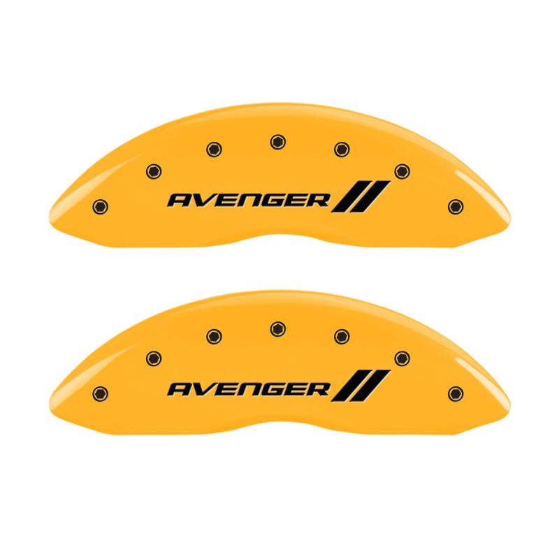 MGP 4 Caliper Covers Engraved Front & Rear With stripes/Avenger Yellow finish black ch 12192SAV1YL Main Image