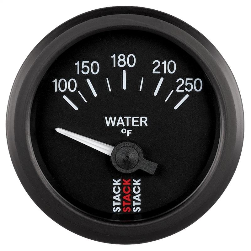 Autometer Stack 52mm 100-250 Deg F 1/8in NPTF Electric Water Temp Gauge - Black ST3208 Main Image