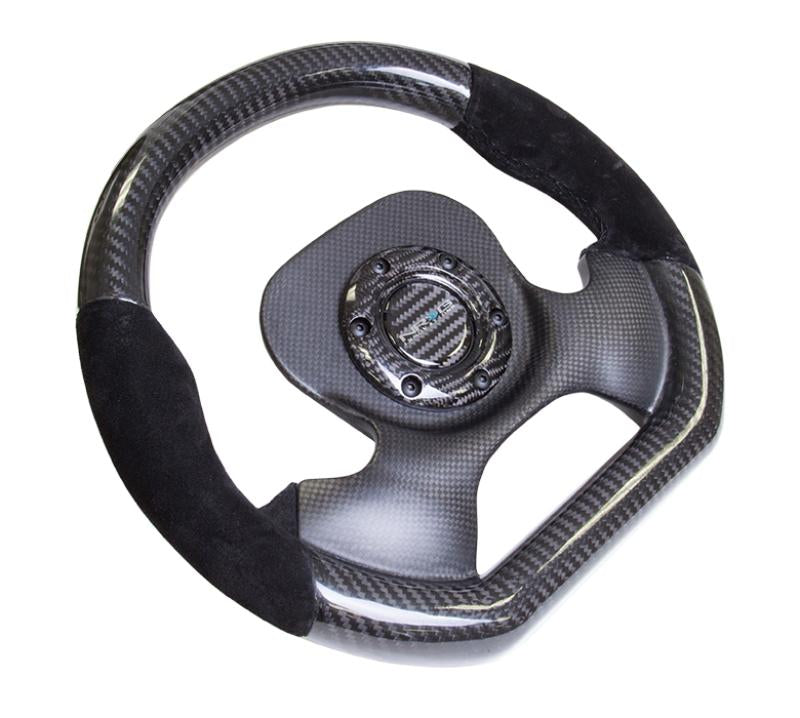 NRG Carbon Fiber Steering Wheel (320mm) CF Center Plate & Two-Tone Carbon w/Suede Trim Handles ST-X10CF-S Main Image