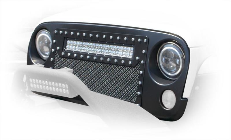 DV8 Offroad 07-18 Jeep Wrangler JK Mesh LED Grill w/o Light - Black GRABB07-04 Main Image