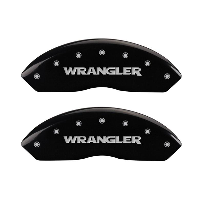 MGP Front set 2 Caliper Covers Engraved Front WRANGLER Black finish silver ch 42009FWRGBK Main Image