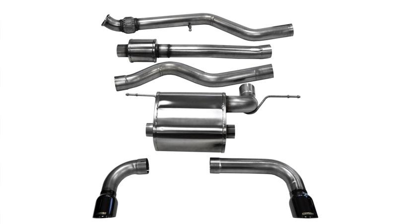 Corsa 12-14 BMW 335i Sedan RWD F30 3in Black Touring Dual Rear Single 3.5in Tip Cat-Back Exhaust 14937BLK Main Image