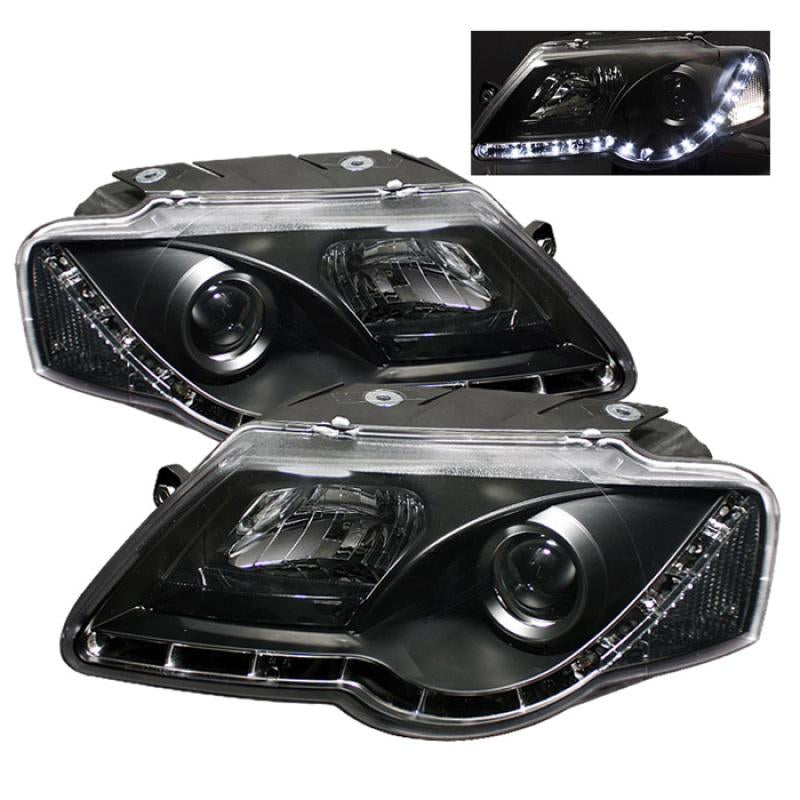 Spyder Volkswagen Passat 06-08 Projector Headlights DRL Black High H1 Low H1 PRO-YD-VP06-DRL-BK 5012326 Main Image