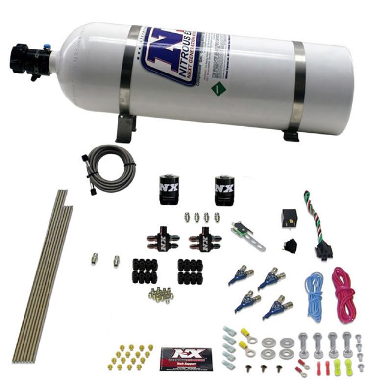 Nitrous Express 4 Cyl Gas Nitrous Kit (100-250HP) w/15lb Bottle 80004-15 Main Image