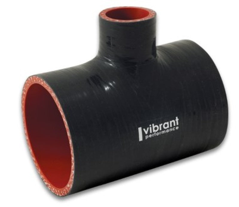 Vibrant 4 Ply Reinforced Silicone T Adapter - 2in Outlet ID x 4in OAL x 1in Branch ID (BLACK) 19687