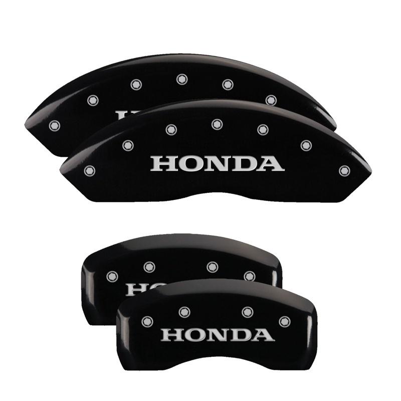 MGP 4 Caliper Covers Engraved Front & Rear Honda Black finish silver ch 20213SHONBK Main Image