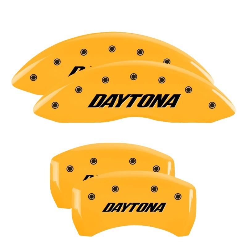 MGP 4 Caliper Covers Engraved Front & Rear Daytona Yellow finish black ch 12162SDAYYL Main Image