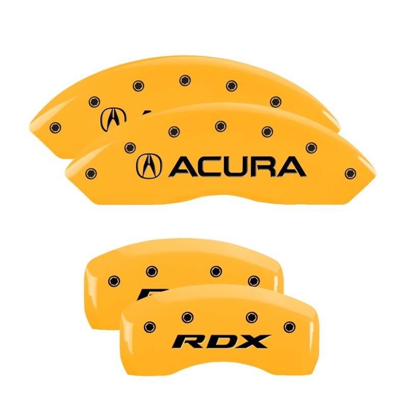 MGP 4 Caliper Covers Engraved Front Acura Rear RDX Yellow Finish Black Char 2016 Acura RDX 39022SRDXYL Main Image