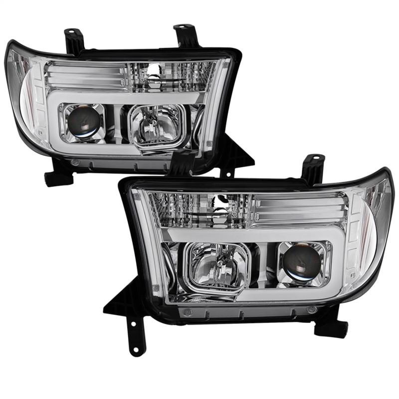 Spyder 07-13 Toyota Tundra V2 Light Bar DRL Projector Headlights - Chrome (PRO-YD-TTU07V2-LB-C) 5084651 Main Image