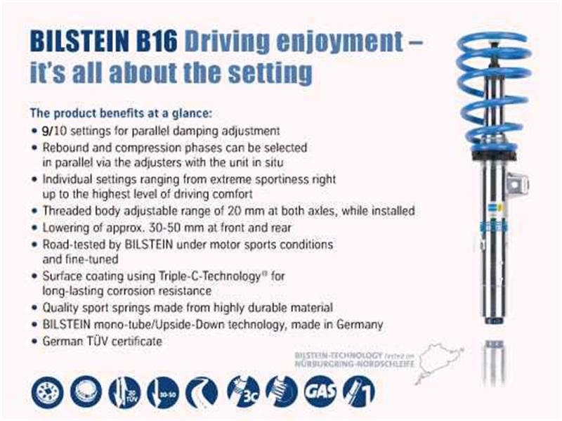 Bilstein B16 (DampTronic) 2015-2018 BMW M3/M4 F80/F82 Front & Rear Performance Suspension System 49-246988 Main Image