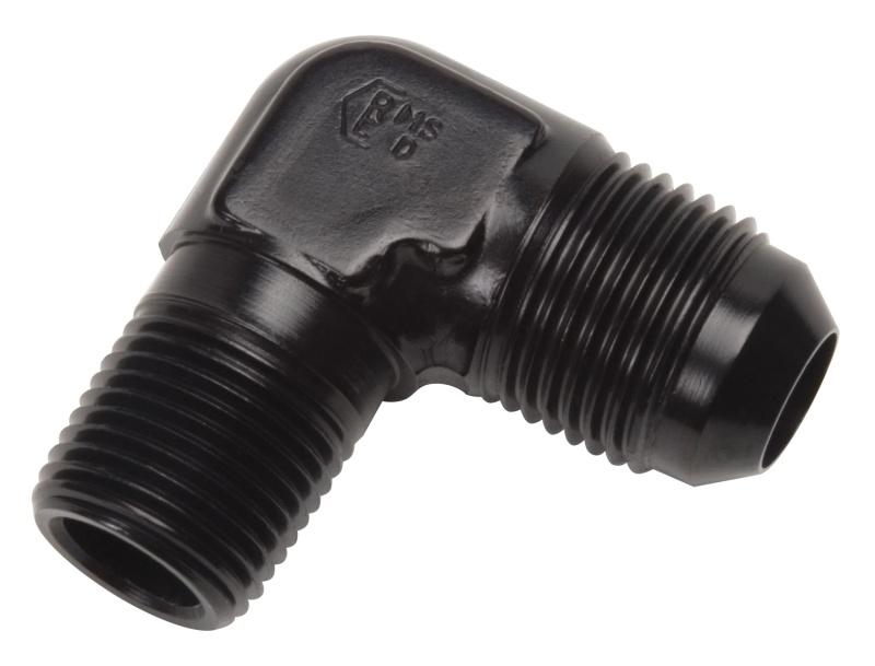 Russell Performance -4 AN 1/4in NPT 90 Degree Black Flare to Pipe Adapter 660813 Main Image