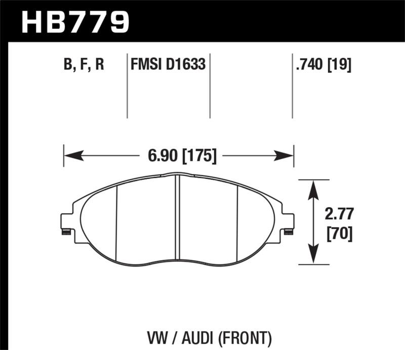 Hawk 13-17 Volkswagen CC HP+ Front Brake Pads HB779N.740 Main Image