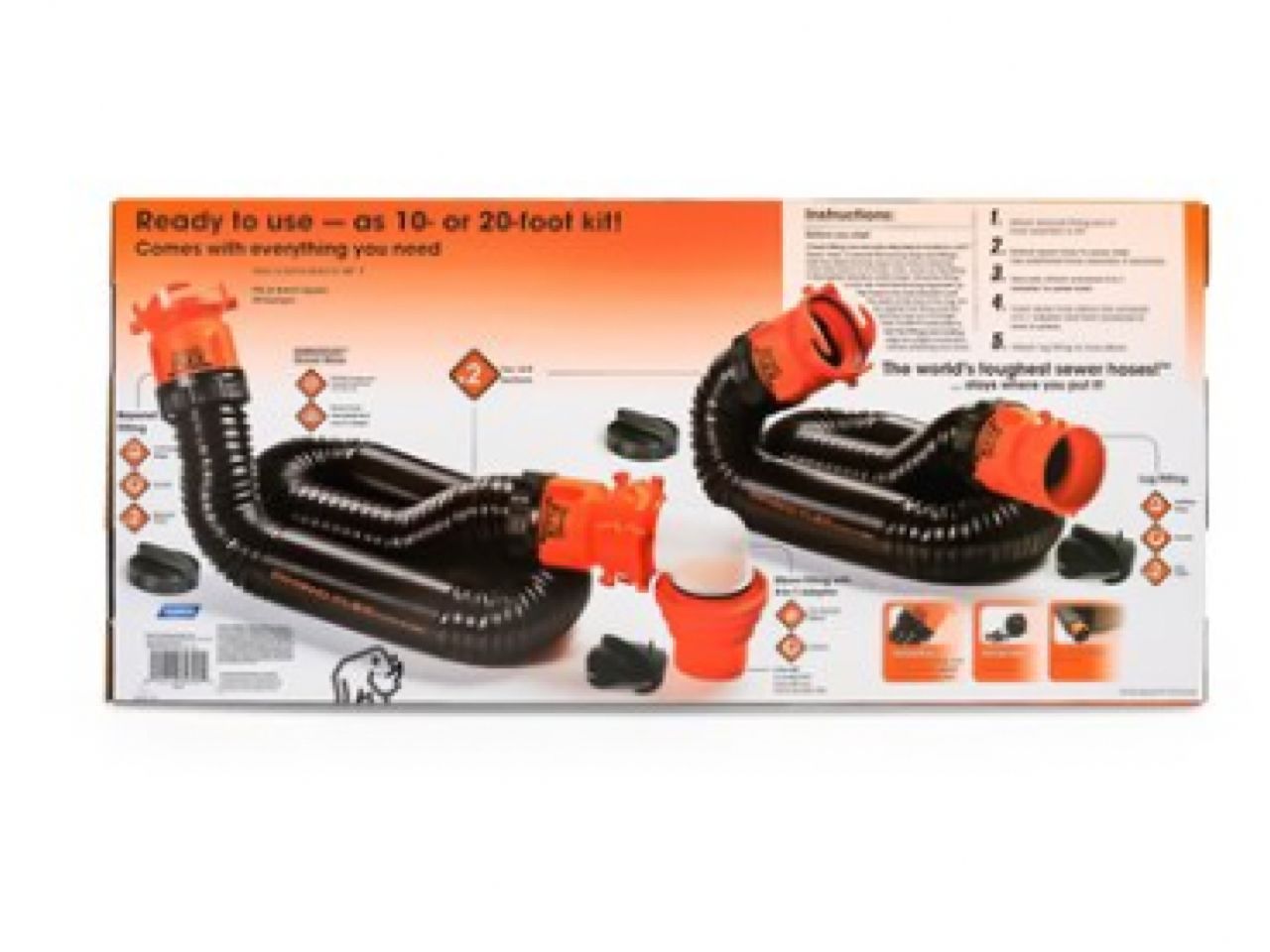 Camco RhinoFLEX 20' Sewer Hose Kit W / 4N1,Elbow, Caps - Sewer Kit - 20'