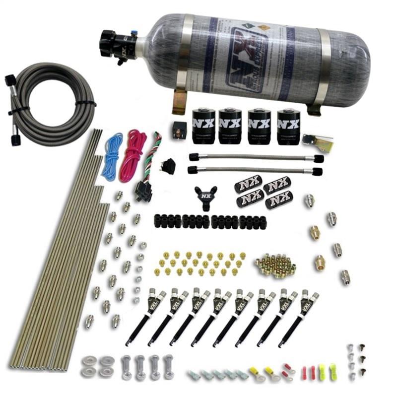 Nitrous Express 8 Cyl VXL Direct Port 4 Solenoids Nitrous Kit (200-500HP) w/12lb Bottle 80019-12 Main Image