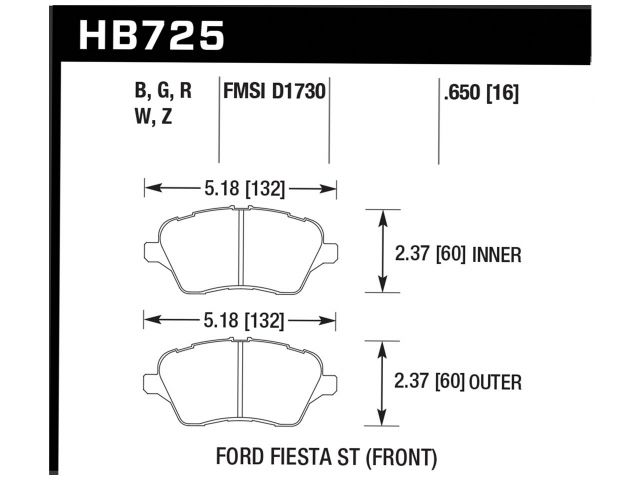 Hawk Street Race Front Brake Pads 2014 Ford Fiesta