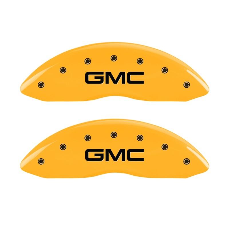 MGP 2 Caliper Covers Engraved Front GMC Yellow Finish Black Characters 2004 GMC Canyon 34213FGMCYL Main Image