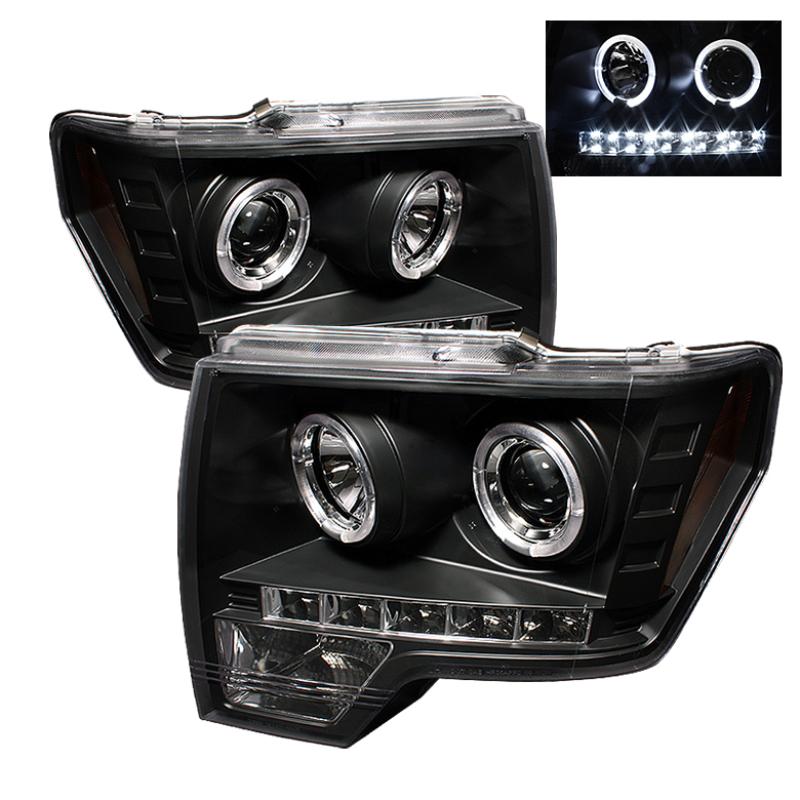 Spyder Ford F150 09-14 Projector Headlights Halogen Model- LED Halo LED Blk PRO-YD-FF15009-HL-BK 5010230 Main Image