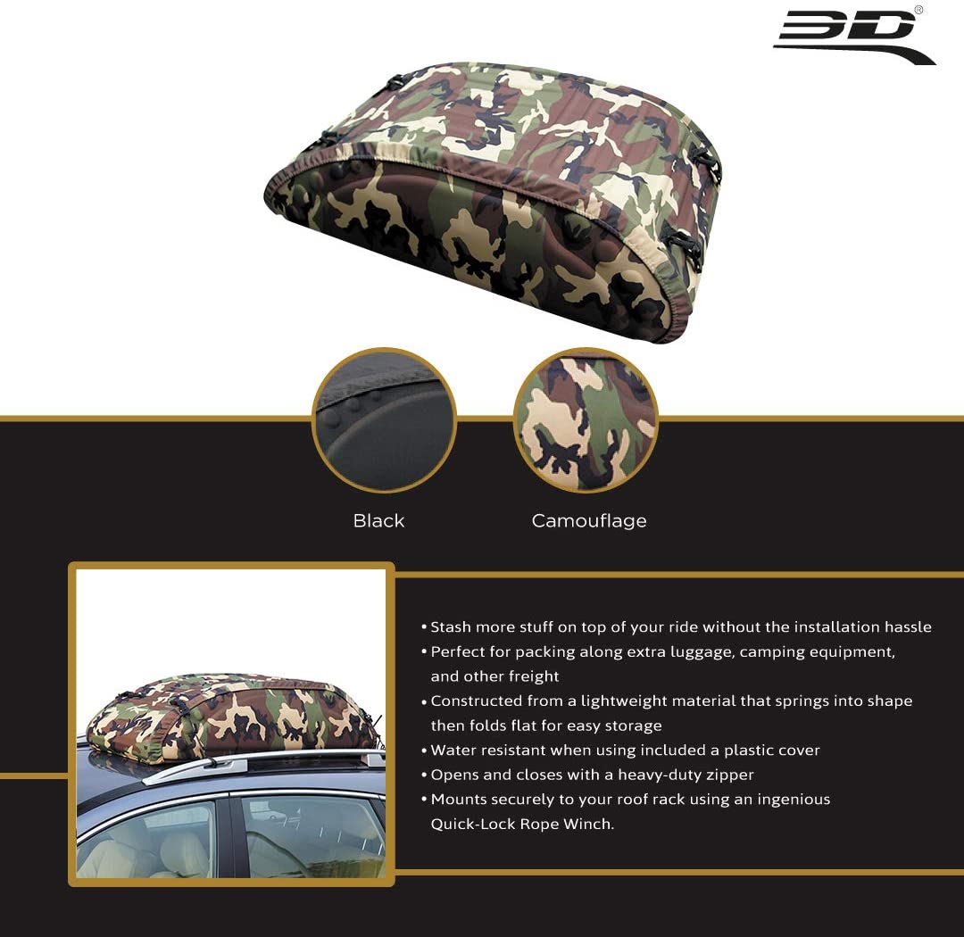 3D MAXpider 47in L x 28in W x 14in H Medium 3D Foldable Roof Bag W/ Tie-Down System - Camouflage B07H6ZXTMR